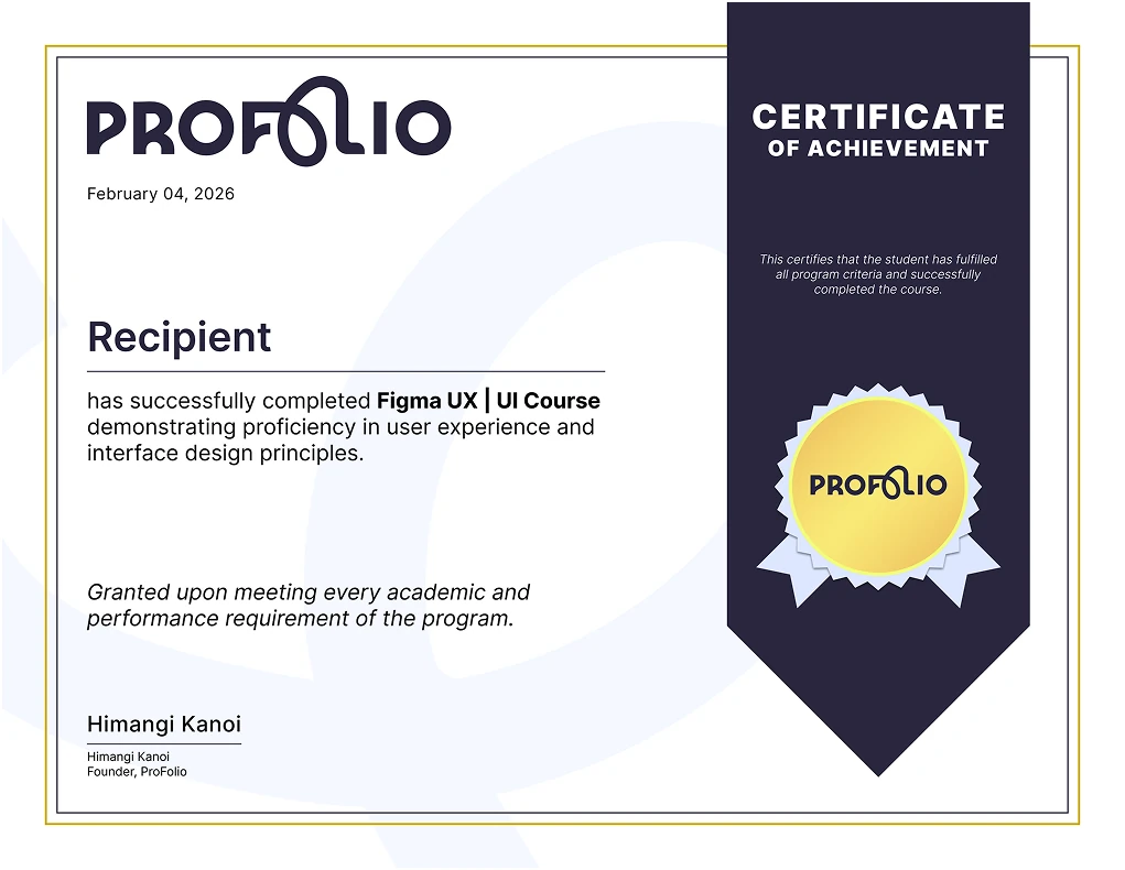 Figma UX/UI Course Certificate